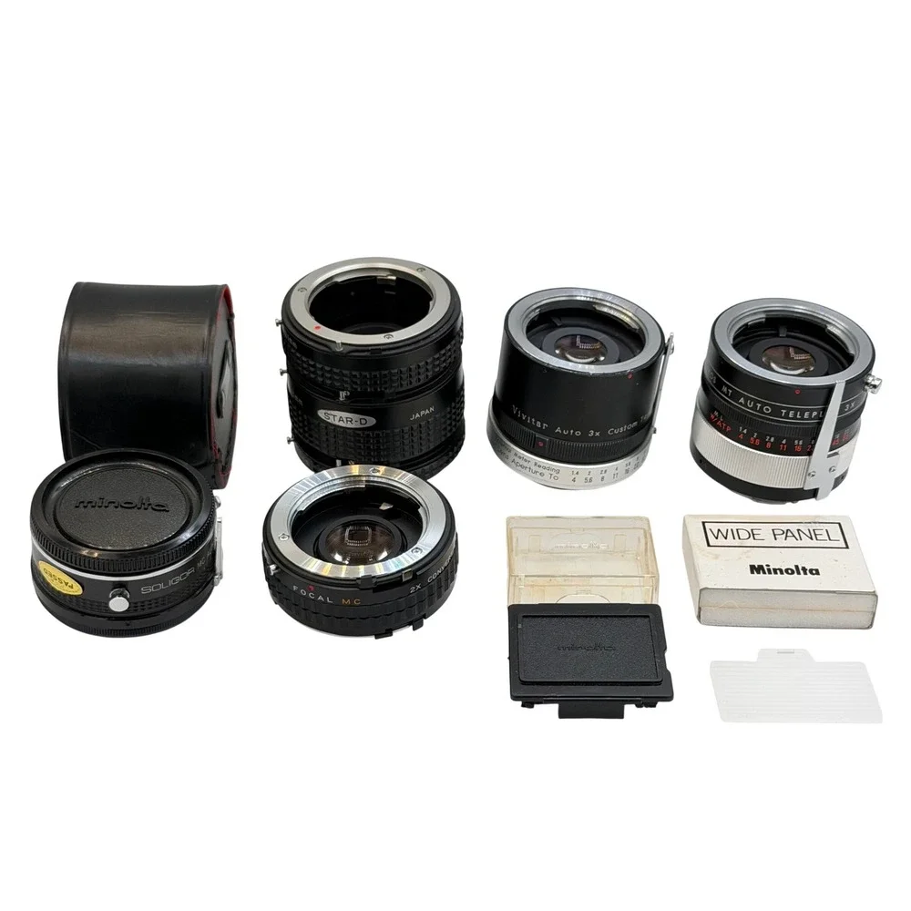 Minolta MD MC SR Lens Accessory Lot Teleconverters Extension Tubes Focal 2X